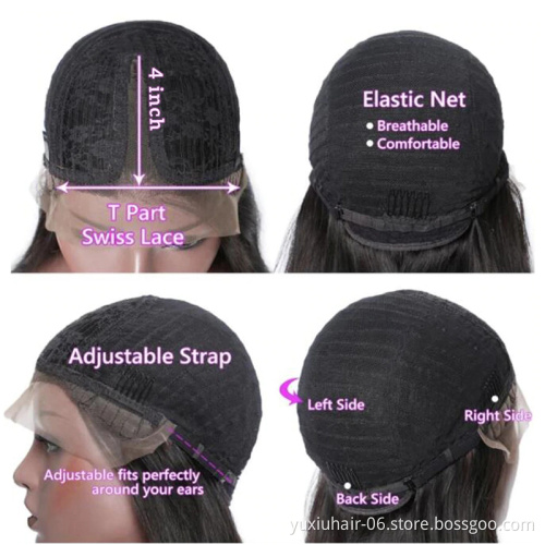 Natural color  Brazilian Human Hair T lace HD Transparent Lace Front Wigs with Pre-Plucked Virgin hair Wigs For Black Women